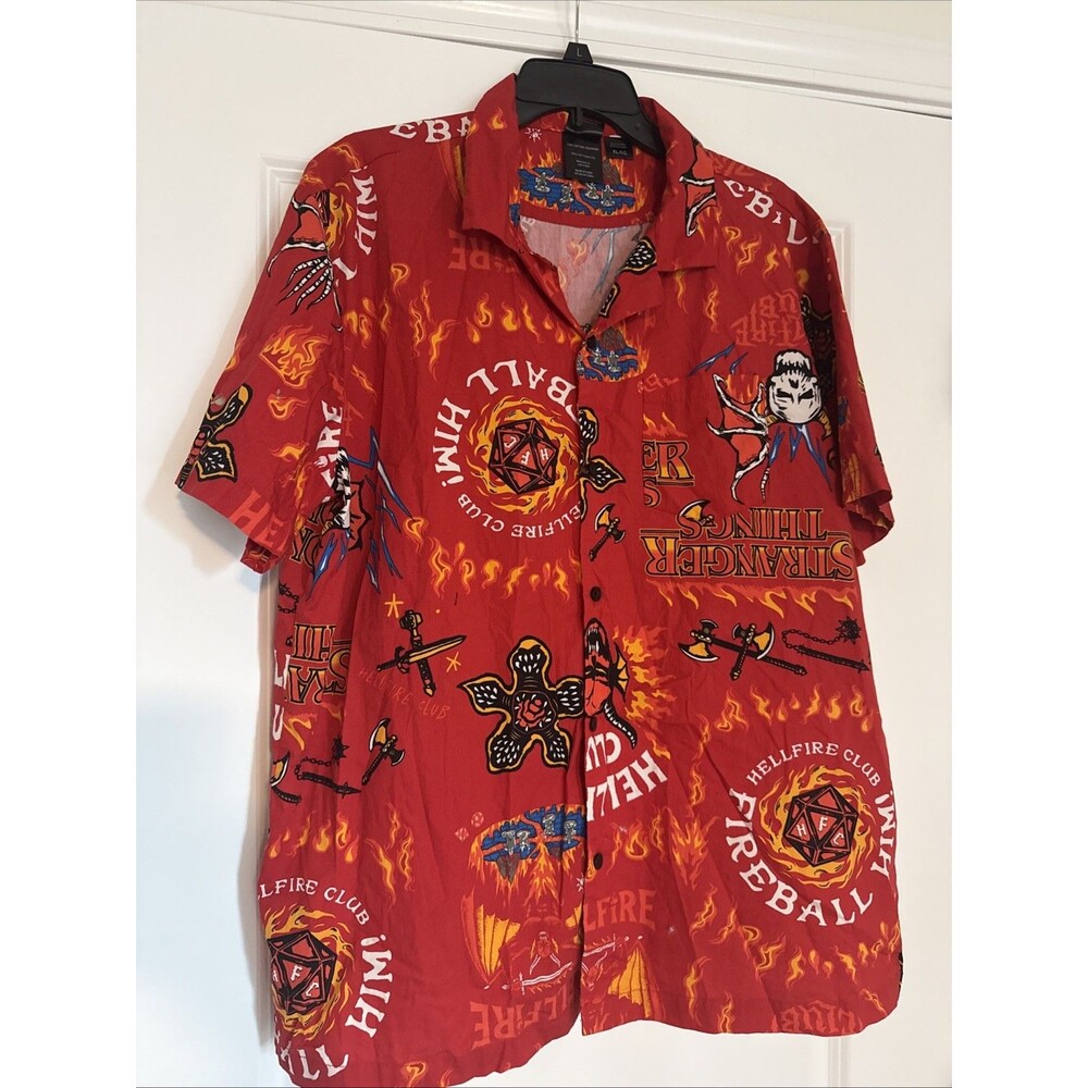 Netflix Stranger Things Men's HELLFIRE CLUB Aloha Hawaiian Shirt XL